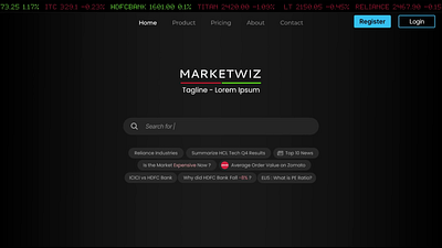 Search Bar & Suggestions - Stock Market animation darktheme design hoempage investing news search bar search engine search suggestions stock market stocks suggestions ui ux