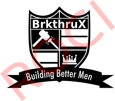 BrkthruX Logo Draft branding hammer king shield