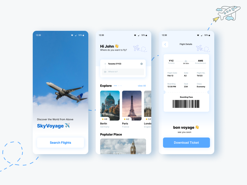 Buying Airplane Ticket airplane app best book booking buying design light minimal simple ticket travel ui ux