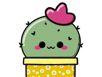 Illustration of a kawaii cactus made on procreate cacti cute illustration design graphic design illustration logo procreate