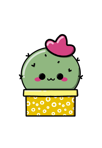 Illustration of a kawaii cactus made on procreate cacti cute illustration design graphic design illustration logo procreate