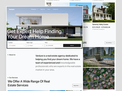 Verdure - Real Estate Landing Page clean home house landingpage minimalist properties real estate ui ux