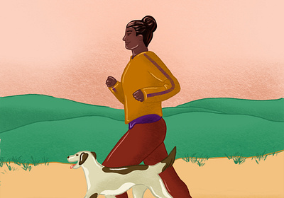 Fitness & Movement dog exercise fitness health illustration jogging running woman