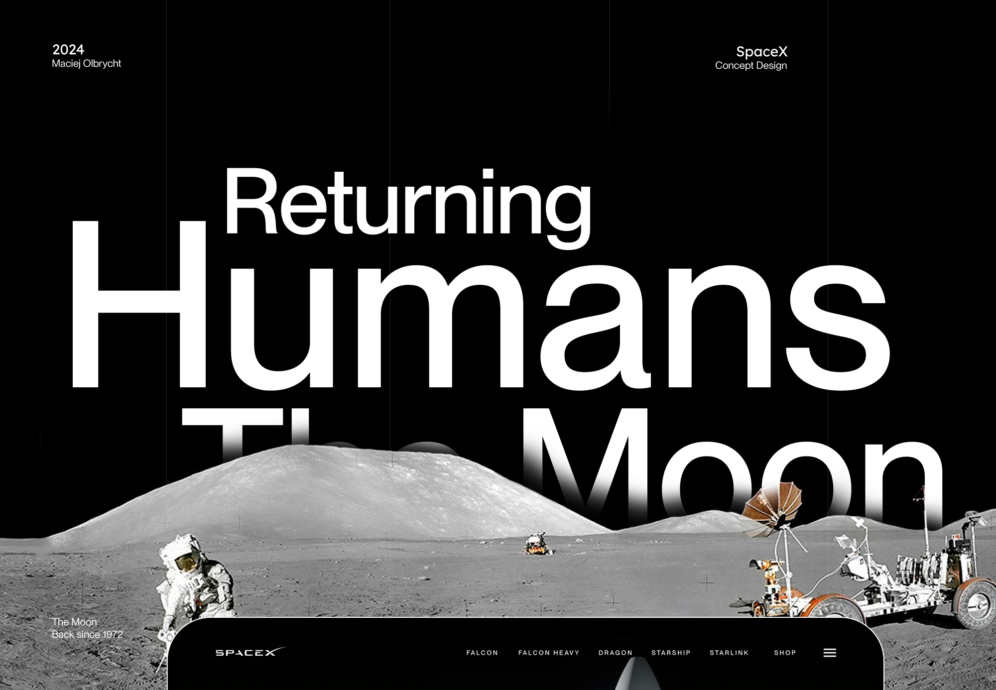 SpaceX Redesign 2024 The Moon By Maciej Olbrycht On Dribbble   Original 4365706970262fb0fb2f0b0c33f97c20 