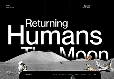 SpaceX Redesign 2024 - The Moon black and white minimal space spacex tech design website design