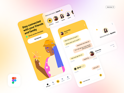Modern Chat App Interface calling chat illustration mobile app ui user interface ux