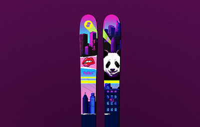 TWOOWT SKIS comic design on skis graphic design illustration panda ski ski design sport