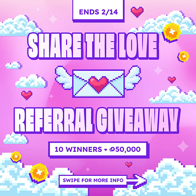 Valentines Day Giveaway animation creative giveaway happy valentines day hearts illustrator love pink procreate procreate dreams referral giveaway retro valentines day valentines day creative