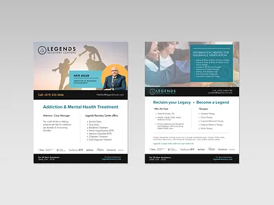 1-Pagers for a Recovery Center branding graphic design