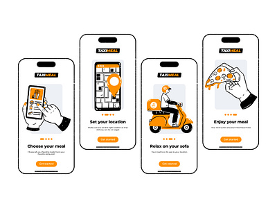 Food Delivery - Splash Screen Illustration app application courier delivery fast food food food delivery grab illustration mobile app motorbike motorcycle pizza restaurant scooter splash screen ui vespa