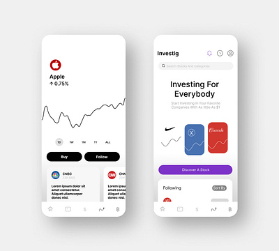 Invest in Apple with Investig - A mobile app UI design app apple design figma finance invest mobile stock ui