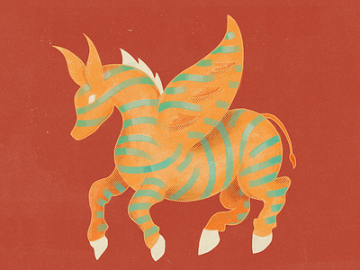 Zonkey beast design donkey folklore graphic design halftone illustration pegasus texture vector zebra