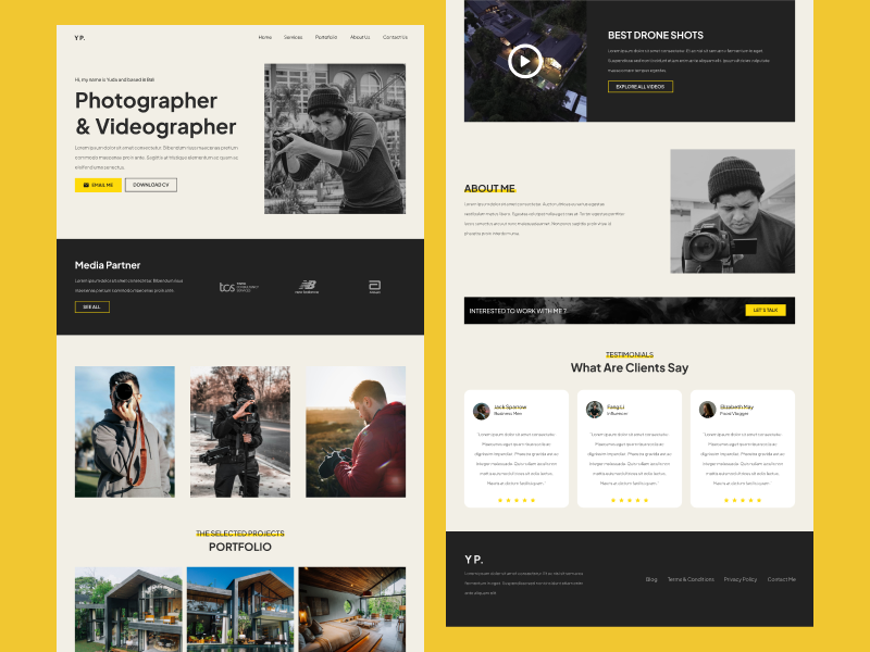 Website Design for Photographer Portfolio branding ui