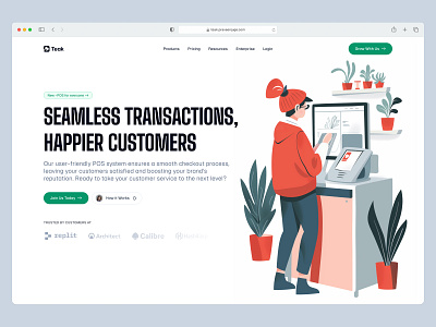 Seamless Transactions 🛒 branding design header illustration landing landing page logo minimal navigation saas ui web design