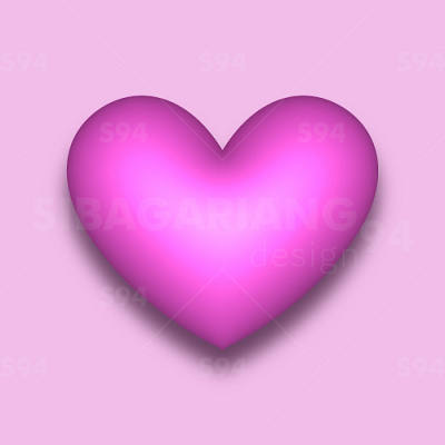 Pink vector 3D heart with a shadow fuchsia graphic design pink shadow