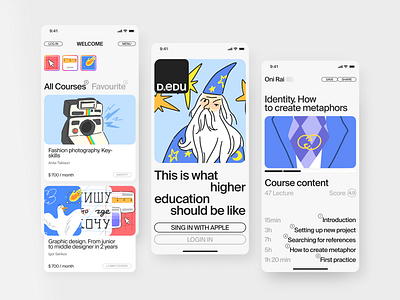 D.EDU - online education platform mobile app concept app concept education figma graphic design illustrator logo ui ux
