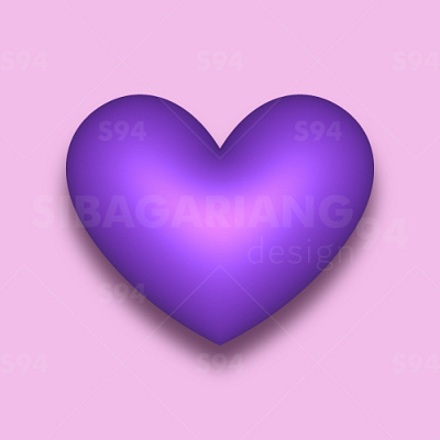 Purple vector 3D heart with a shadow graphic design purple shadow violet