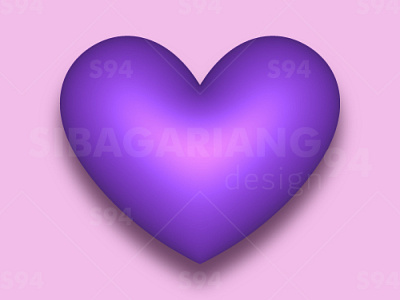 Purple vector 3D heart with a shadow graphic design purple shadow violet