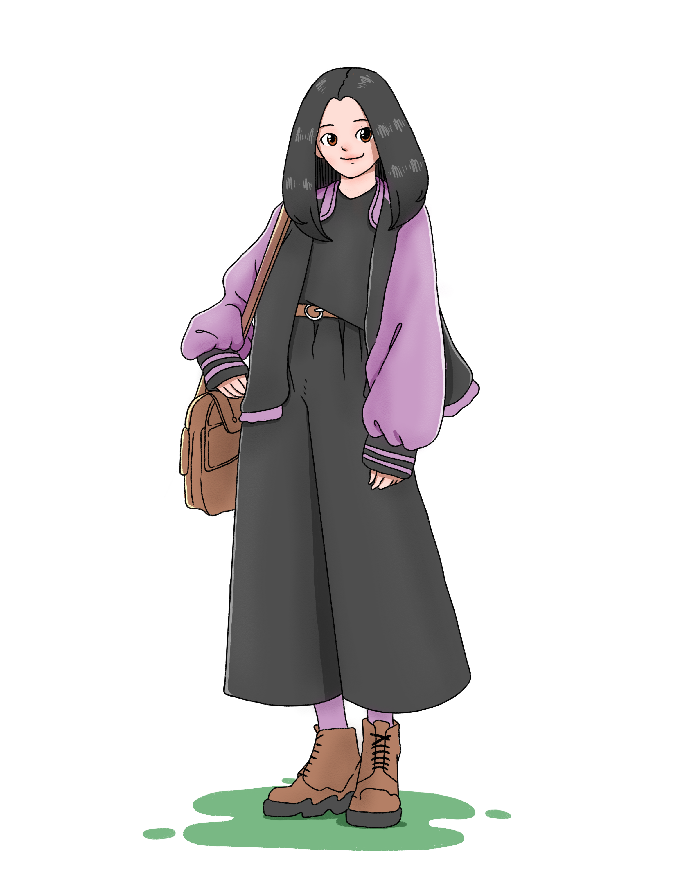 Anime Girl with purple bomber jacket anime branding digital artwork graphic design illustration ilustrasi portraits art portraits work poster design