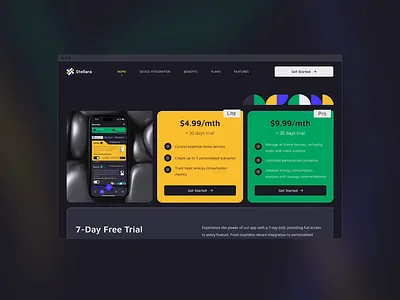 Stellara - Landing page adaptation animation appstore benefits branding colors design elinext features fonts hero landing mobile app page presentation pricing responsive tablet ui ux