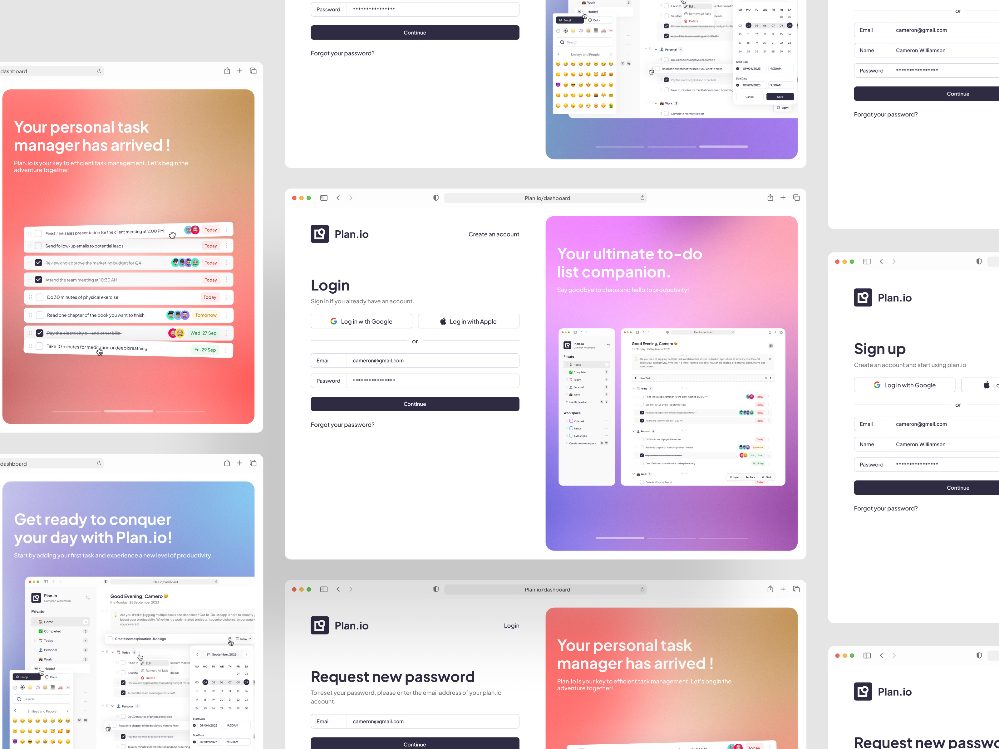 Planio - Onboarding app cansaas clean dashboard design interface login oboard onboarding onboarding process saas ui ux web web app web design