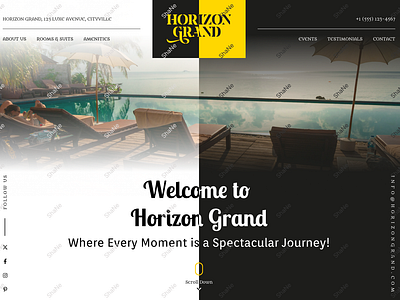 Landing Page Hero Section - Grand Horizon creativedesign design hoteldesign landingpage modernhotel ui uiux ux webdesign websiteinspiration