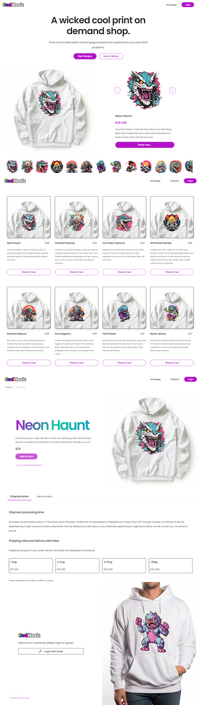 CoolHoodz Print on Demand Shop ai branding hoodie logo midjourney print print on demand ui ux website