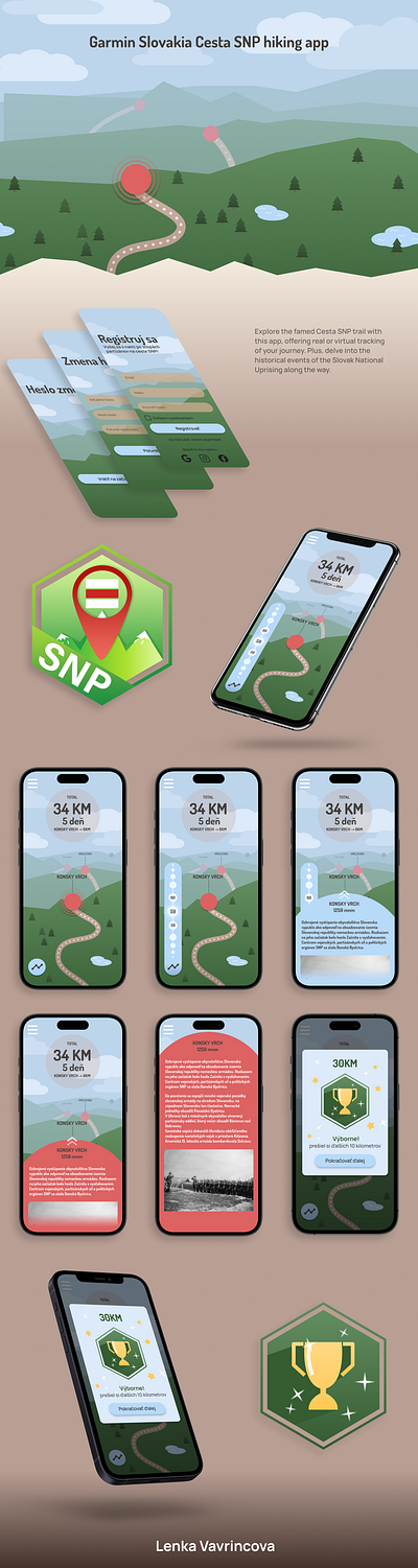 Cesta SNP hiking app UI graphic design ui