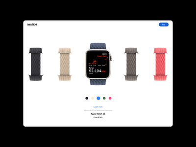 iWatch Shop animation apple blue button colors design element graphic design ishop istore iwatch minimalistic shop ui uiux user interface ux watch web web design