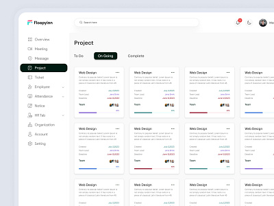 Project Management Dashboard branding dashboard develop graphic design hr management meeting ofice product room saas saasproduct software ui website