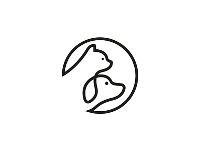 Dog and Cat Circle Logo animal animal clinic brand creative dog illustration logo monogam logo pet shop toy logo