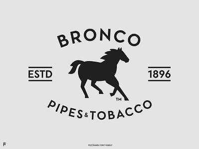 Bronco Pipes & Tobacco animal branding bronco display established estd font horse logo logo design pipe pipes postmark silhouette smoking tobacco