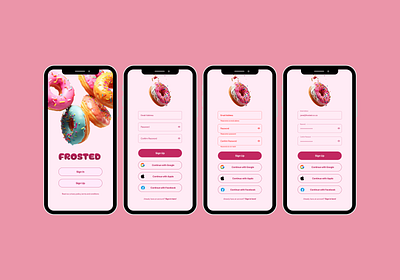 Frosted - Donut App Sign Up Page donut donut app figma mobile onboarding sign in sign up ui ux validation yummy