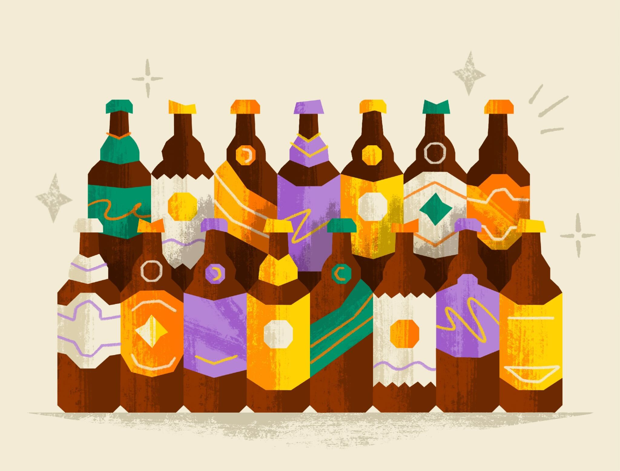 Beer | Web Banner banner beer bottle branding colourful design drinks editorial geometric graphic design icon illustration line magazine organic spot illustration texture ui vector