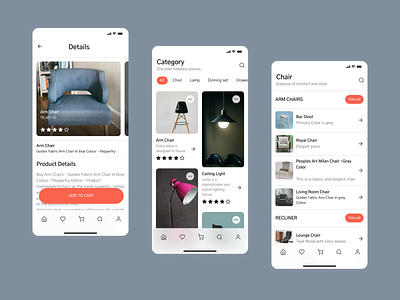 Furniture Store Mobile App adobe xd clickable prototype figma furniture store graphic design invision mobile design mobile mockups multiple theme design ui user research ux vector