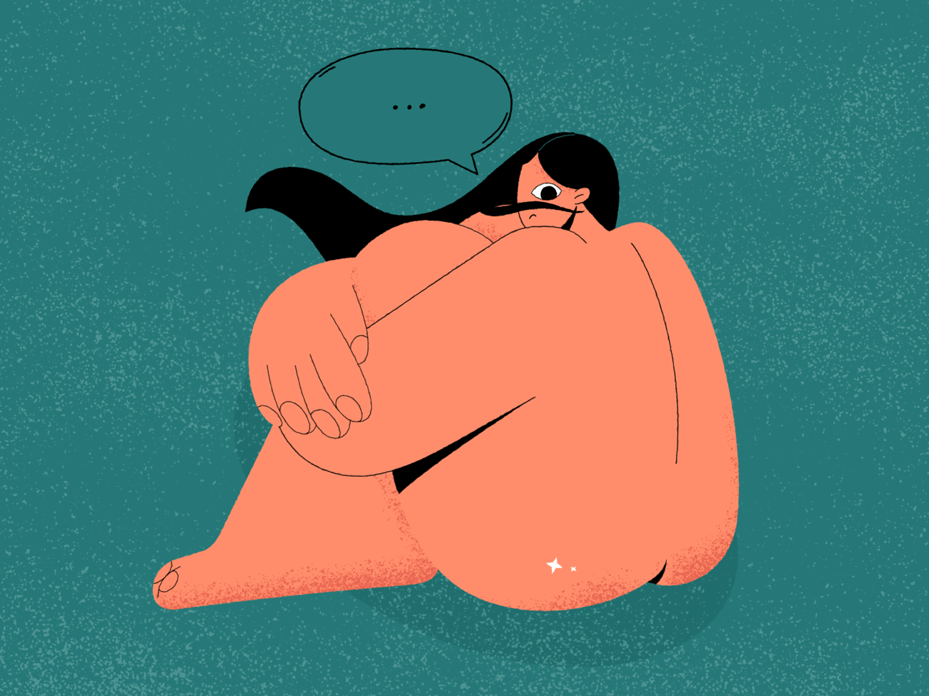 Thinking of you animation character design doodle girl illustration sad vector woman