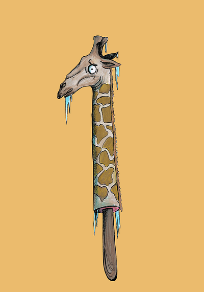 Giraffe Popsicle (orange bg) art drawing giraffe illustration