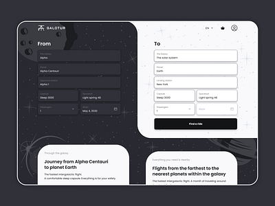 Travel through the galaxy category design figma flight future homepage illustration space travel trip ui ux web