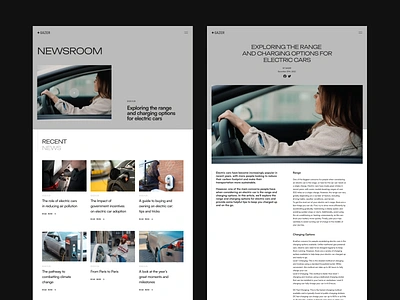 Electric Car Website - News Page article articles blog blog listing blog post blogs car editorial electric car insight journal news newsroom portal post press ui uiux vehicle website
