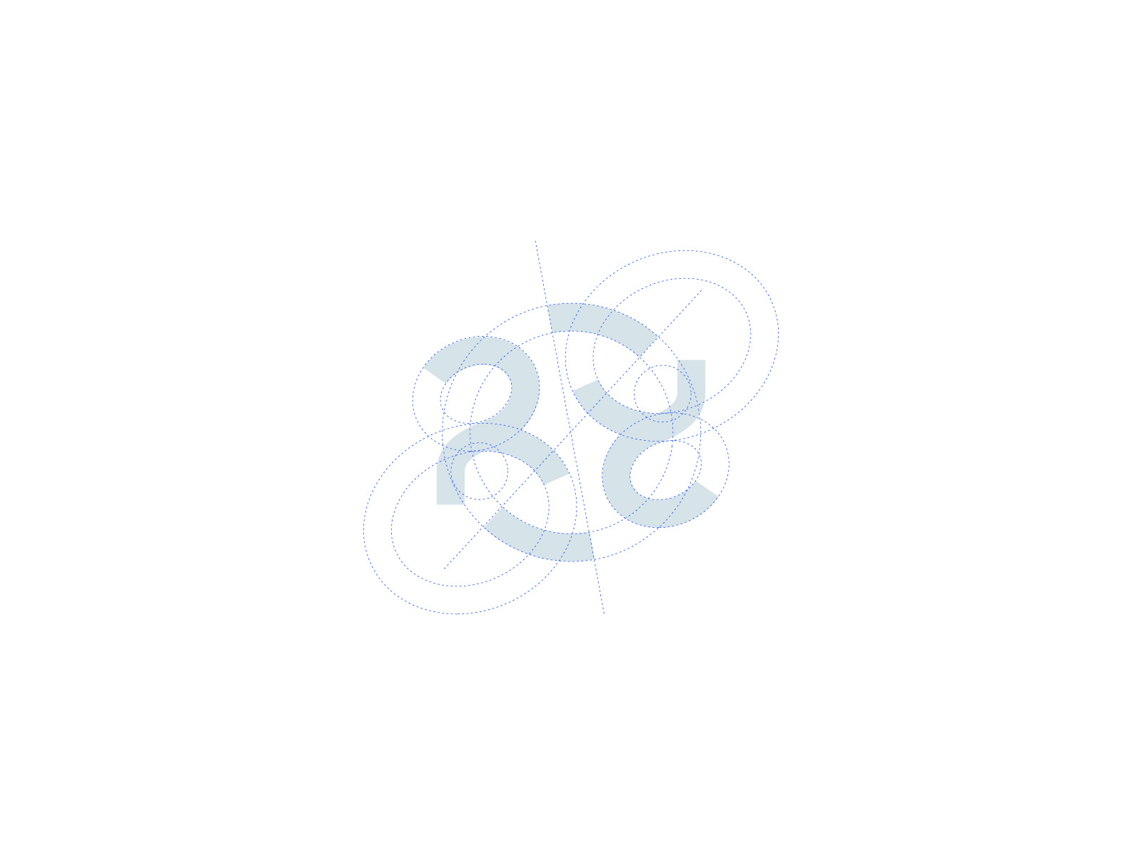 R Monogram branding grid logo proportion