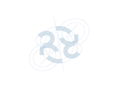 R Monogram branding grid logo proportion