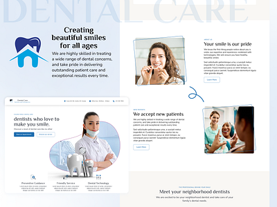 Dental Care Website adobe xd branding dental care website figma graphic design high fidelity mockups logo rapid prototyping ui