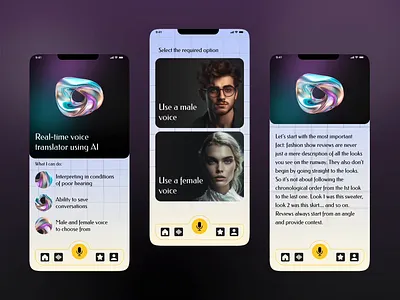 UI/UX Design for AI-Powered Language Translation App 2024 ai animation app design figma gender language mobile modern motion tools translator ui ui design ux voice