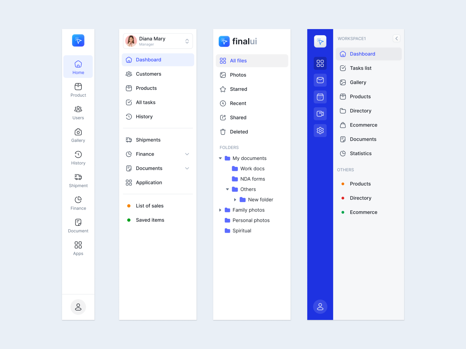 Sidebar menu variants by Final UI on Dribbble