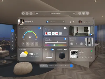 Apple Vision Pro: Smart Home apple vision apple vision pro ar design dashboard glassmorph landing page product design smart home ui ui design user experience user interface ux ux design vision pro vision pro smart home visionos web website design xr design
