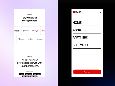 Partners and burger menu adaptive appdesign burger menu cargo component daily100 mobileui partners uxui