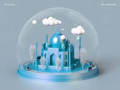 Landmarks - Taj Mahal 3d animation branding city crypto game illustration infographic isometric landing page lowpoly motion graphics nft render ui unity vector video web design web3