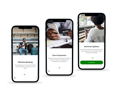 Onboarding of a train booking App app design typography ui ux