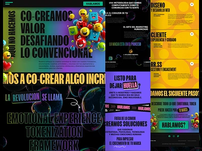 Marketing Agency Website, Services Page black bold branding bright colorful concept design emotion full page inhensweb marketing modern neo brutalism neobrutalism services spanish ui violet website yellow