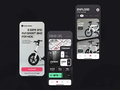 Hyperwheel - Smart Bike for Kids appconcept appdesign dailyui design designinspiration electricbike electricbikeapp mobile ui uidesign